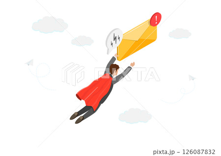 3D Isometric Flat  Illustration of E-mail Subscription, Email Marketing Strategy To Connect With Clients And Customers 126087832