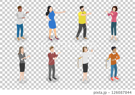 3D Isometric Flat Illustration of Arm Gesture, Individuals Gesturing Enthusiastically With Hands Or Fingers 3D Isometric Flat Illustration of Arm Gesture, Individuals Gesturing Enthusiastically With Hands Or Fingers 126087844