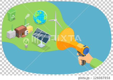 3D Isometric Flat  Illustration of Ecological Awareness, Renewable and Sustainable Resources 126087858