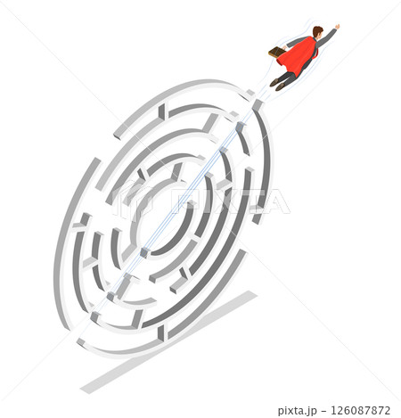 3D Isometric Flat  Illustration of Breakthrough To Success , Overcoming Challenges 126087872
