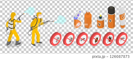 3D Isometric Flat  Illustration of Disinfection Service, Safe And Healthy Environment 126087873