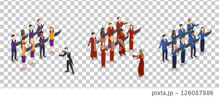 3D Isometric Flat Illustration of Choral Singing, Chorus Rehearsal 3D Isometric Flat Illustration of Choral Singing, Chorus Rehearsal 126087886