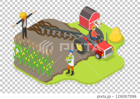 3D Isometric Flat Illustration of Agricultural Workers, Farming And Crop Production 3D Isometric Flat Illustration of Agricultural Workers, Farming And Crop Production 126087896