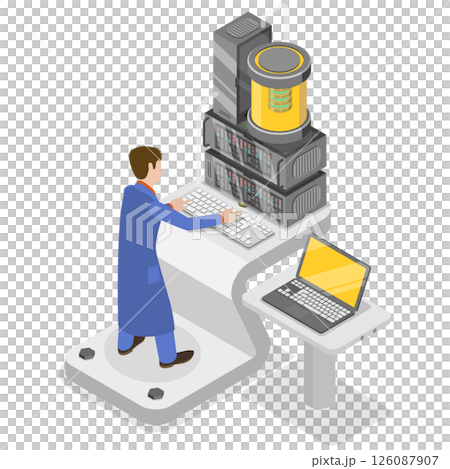 3D Isometric Flat  Illustration of Gasoline Testing, Oil Petroleum Production And Exploration 126087907