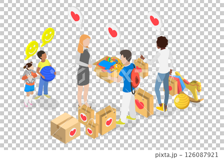 3D Isometric Flat Illustration of Donating To Orphanage, Charity and Social Support 3D Isometric Flat Illustration of Donating To Orphanage, Charity and Social Support 126087921