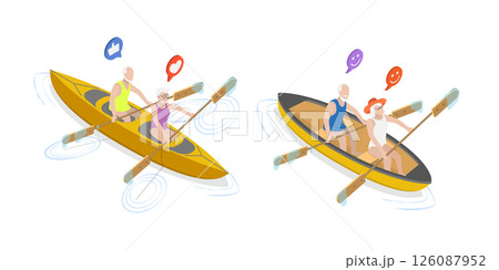 3D Isometric Flat Illustration of Elderly Couple Having Fun, Delight In Outdoor Adventures 3D Isometric Flat Illustration of Elderly Couple Having Fun, Delight In Outdoor Adventures 126087952