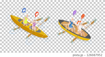 3D Isometric Flat Illustration of Elderly Couple Having Fun, Delight In Outdoor Adventures 3D Isometric Flat Illustration of Elderly Couple Having Fun, Delight In Outdoor Adventures 126087952