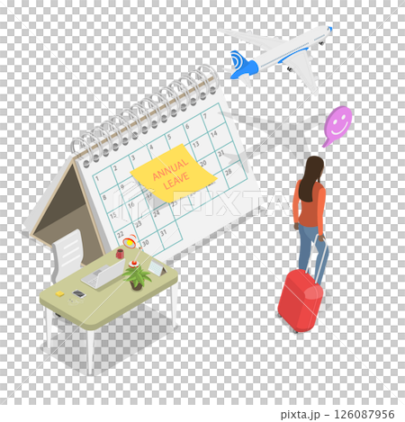 3D Isometric Flat Illustration of Annual Leave, Relaxing From Hard Work 3D Isometric Flat Illustration of Annual Leave, Relaxing From Hard Work 126087956