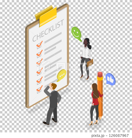 3D Isometric Flat  Illustration of Todo List, Project Task Completion Checklist 126087967