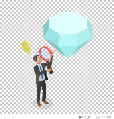 3D Isometric Flat  Illustration of Business Evaluation, In Search Of Precious Gems And Valuable Investments 126087968