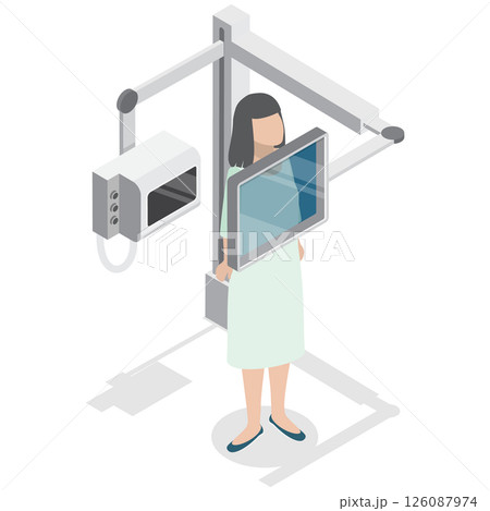 3D Isometric Flat  Illustration of Mammogram, X-Ray Exam 126087974
