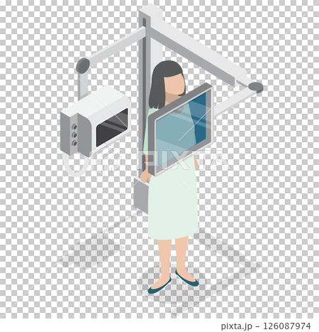 3D Isometric Flat  Illustration of Mammogram, X-Ray Exam 126087974
