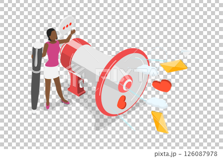 3D Isometric Flat Illustration of Promotion Strategy, Social Media Marketing 3D Isometric Flat Illustration of Promotion Strategy, Social Media Marketing 126087978