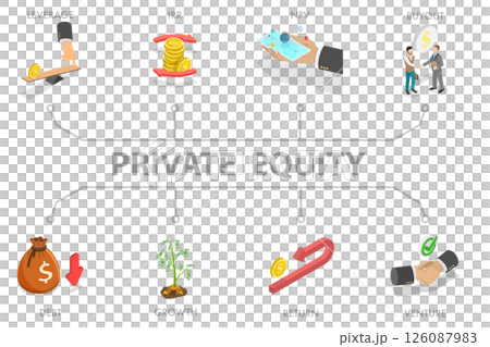 3D Isometric Flat  Illustration of Private Equity, Business Investment 126087983