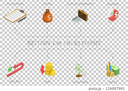 3D Isometric Flat  Illustration of Return On Investment , Income growth, Long Term Investment 126087991