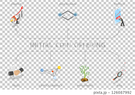 3D Isometric Flat  Illustration of Initial Coin Offering, ICO, Digital Technologies 126087992
