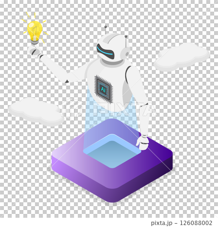 3D Isometric Flat Illustration of New Idea From AI, Chatbot Support, Smart Robots, And New Ideas In Automation 3D Isometric Flat Illustration of New Idea From AI, Chatbot Support, Smart Robots, And New Ideas In Automation 126088002