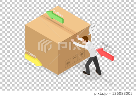 3D Isometric Flat Illustration of Action Reaction, Interplay Of Force And Motion 3D Isometric Flat Illustration of Action Reaction, Interplay Of Force And Motion 126088003