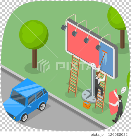 3D Isometric Flat  Illustration of Commercial Advertising, Outdoor City Banner 3D Isometric Flat  Illustration of Commercial Advertising, Outdoor City Banner 126088022