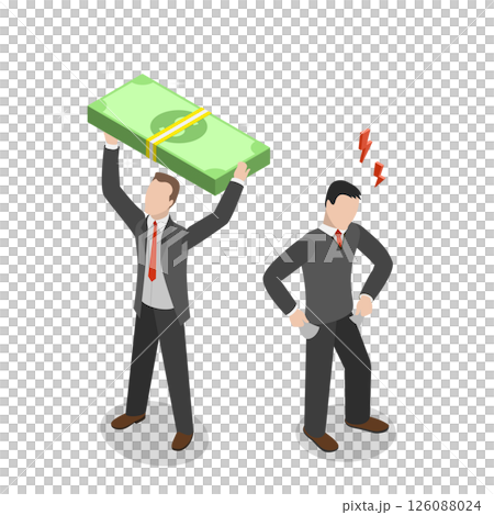 3D Isometric Flat  Illustration of Class Inequality, Income Disparity Between Employees 126088024