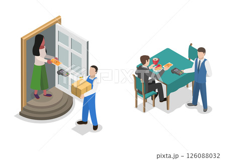 3D Isometric Flat Illustration of QR Code For Payment, Electronic Scan, Digital Technology 3D Isometric Flat Illustration of QR Code For Payment, Electronic Scan, Digital Technology 126088032