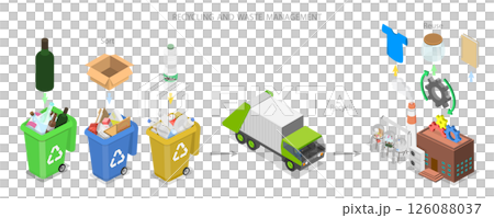 3D Isometric Flat  Illustration of Waste Management, Recycling and Sustainability 126088037