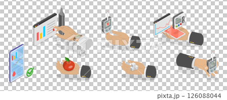 3D Isometric Flat Illustration of Diabetes Management , Monitoring Blood Sugar Level 3D Isometric Flat Illustration of Diabetes Management , Monitoring Blood Sugar Level 126088044