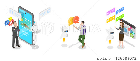 3D Isometric Flat  Illustration of Prompt Engineering, AI Technologies 126088072