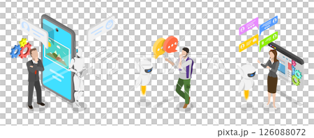 3D Isometric Flat  Illustration of Prompt Engineering, AI Technologies 126088072