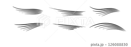 Flowing wind motion line. Air logo wave. Air movement and gust symbol pack. Vector 126088830