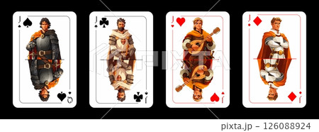 A set of playing cards jacks of different suits in an original cartoon style 126088924