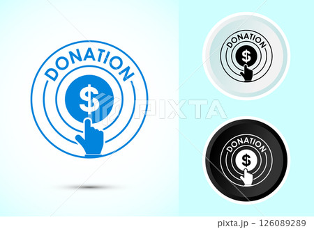Donation icon design illustration, Donate icon, Charity concept sign symbol in color, black and white Donation icon design illustration, Donate icon, Charity concept sign symbol in color, black and white 126089289