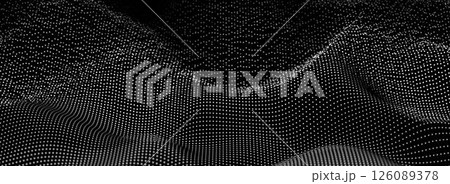 Wave pattern vector. 3D glowing abstract digital particles background. Technology concept. Abstract background. Future vector illustration. 126089378