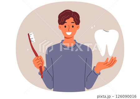 Man recommends brushing your teeth well using right toothbrush to prevent caries 126090016