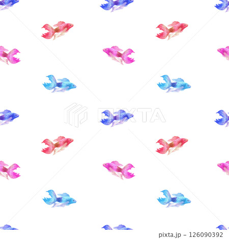 Watercolor pattern with colorful fish. Handmade pattern for stationery, baby clothes, fabric Watercolor pattern with colorful fish. Handmade pattern for stationery, baby clothes, fabric 126090392