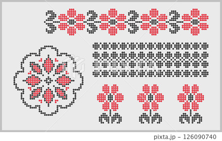 Traditional Floral Ukrainian Embroidery Patterns Set 126090740