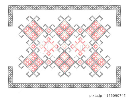 Beaded Outline Vyshyvanka Vector Pattern 126090745