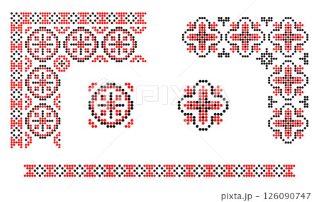 Ukrainian red black borders and corners patterns Ukrainian red black borders and corners patterns 126090747