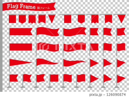 Set of various red flag frame illustrations Set of various red flag frame illustrations 126090874