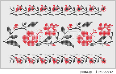 Traditional Floral Ukrainian Embroidery Pattern 126090942