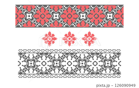 Traditional Floral Ukrainian Embroidery Pattern Traditional Floral Ukrainian Embroidery Pattern 126090949