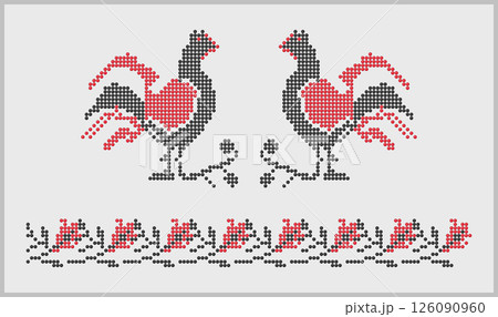 Birds on flowers ornament decor from Ukraine 126090960