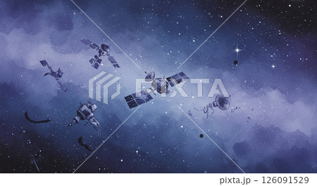 宇宙に漂う人工衛星の残骸(スペースデブリ) 宇宙に漂う人工衛星の残骸(スペースデブリ) 126091529