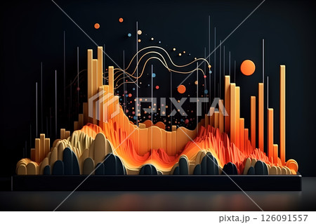 Abstract business graph in mountain style. Data bars concept element for business. Generated AI. 126091557
