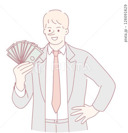 A Successful Businessman Stands Confidently while Holding a Large Amount of Cash in His Hands A Successful Businessman Stands Confidently while Holding a Large Amount of Cash in His Hands 126091629