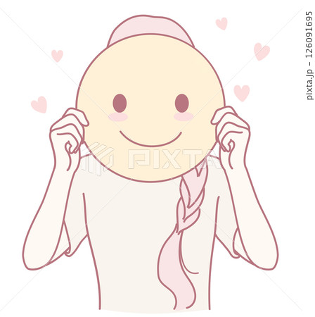 A Happy Character with a Bright and Cheerful Smiley Face Mask, Spreading Joy and Positivity A Happy Character with a Bright and Cheerful Smiley Face Mask, Spreading Joy and Positivity 126091695