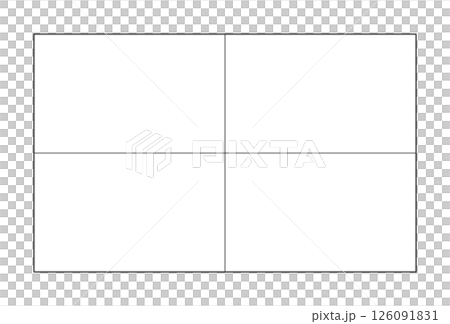 A rectangular grid divided into 4 cells - a template for simple charts and diagrams with a 2x2 frame 126091831