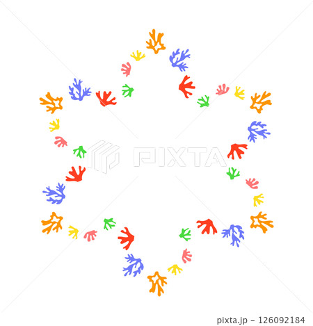 Star frame from colorful corals. Small corals. Sea life elements. 126092184