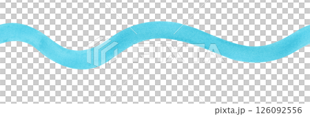 Seamless zigzag turquoise line, hand-drawn. Stylized turquoise sea wave. Watercolour. Seamless zigzag turquoise line, hand-drawn. Stylized turquoise sea wave. Watercolour. 126092556