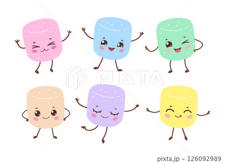 Cute marshmallow characters set Cute marshmallow characters set 126092989